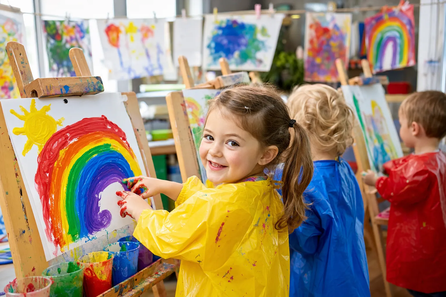 Children doing arts and crafts projects